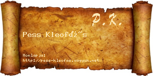 Pess Kleofás névjegykártya